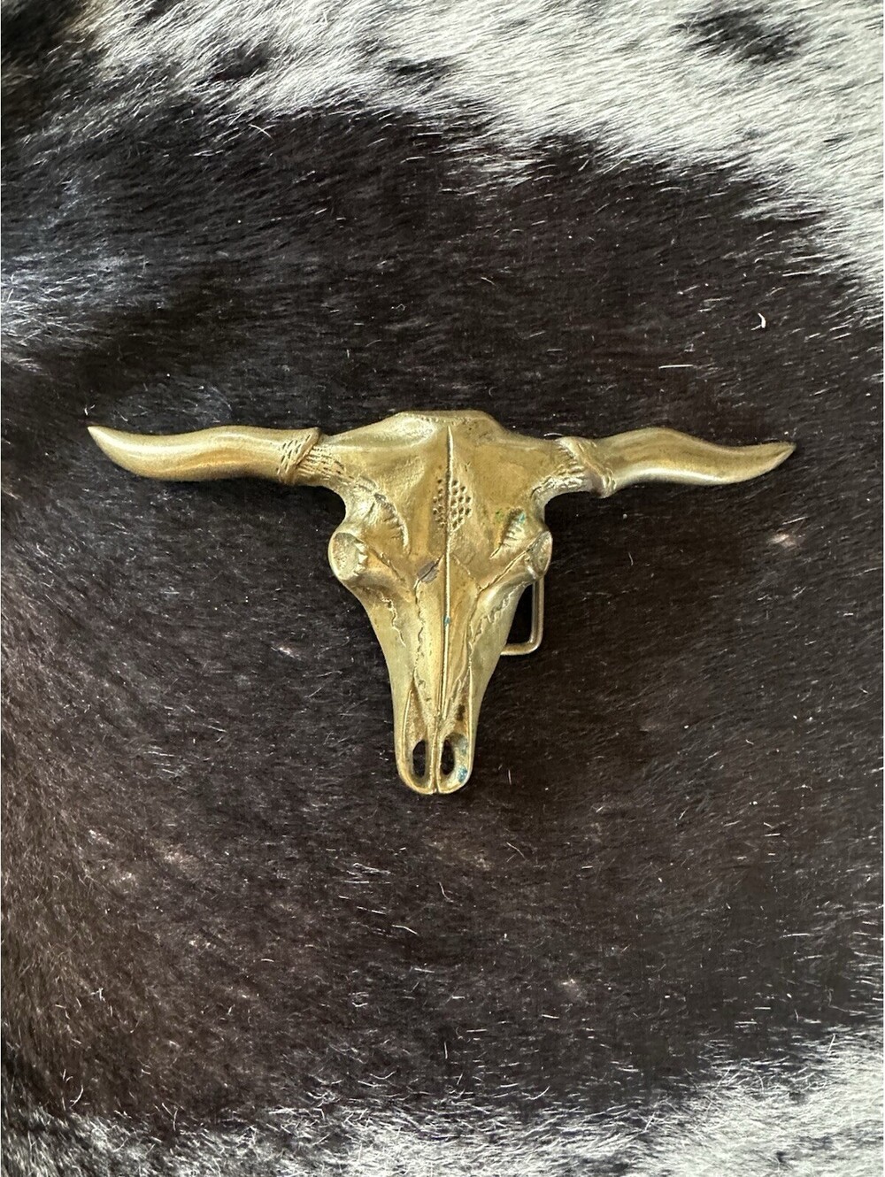 Statement Longhorn Skull Belt Buckle Western Cowboy Brass Rockabilly